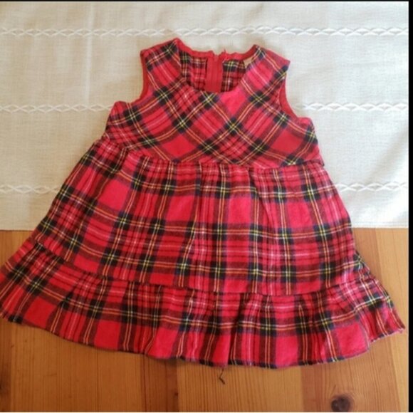 Baby Girl Vintage Red Plaid Dress Holiday 80s 70s Cottagecore Boho Christmas - Picture 9 of 9